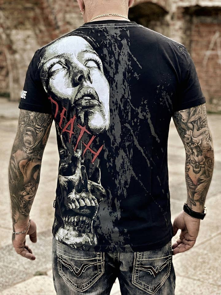 Maglietta Fact of Life "DEATH" TS-92 nera per la vendita all'ingrosso da parte di Fact of Life