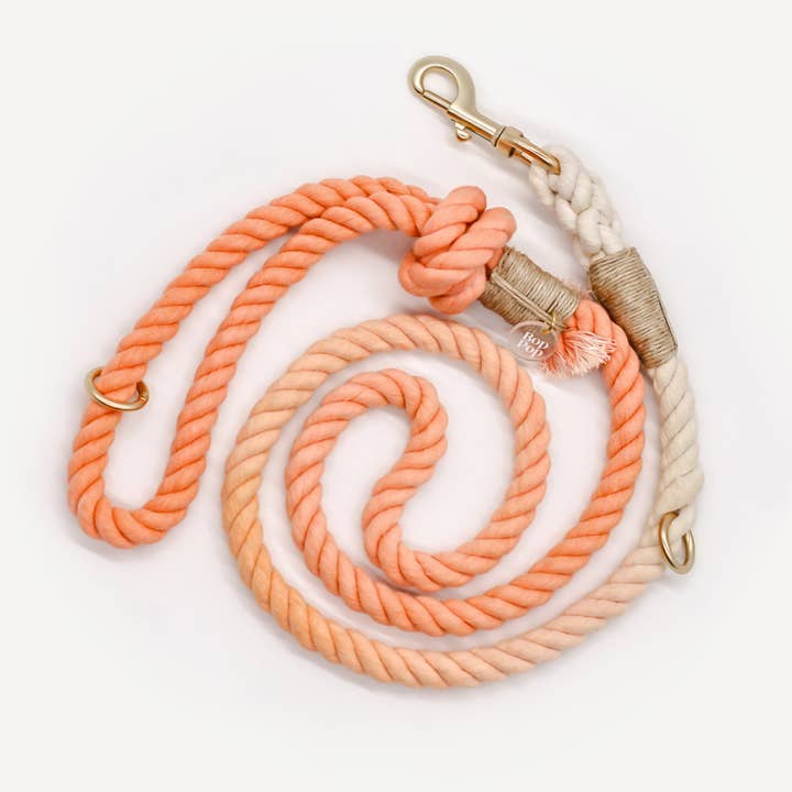 Cotton Rope Leash Ombre Pastel | Desert Orange for wholesale by Bop Pop Pets