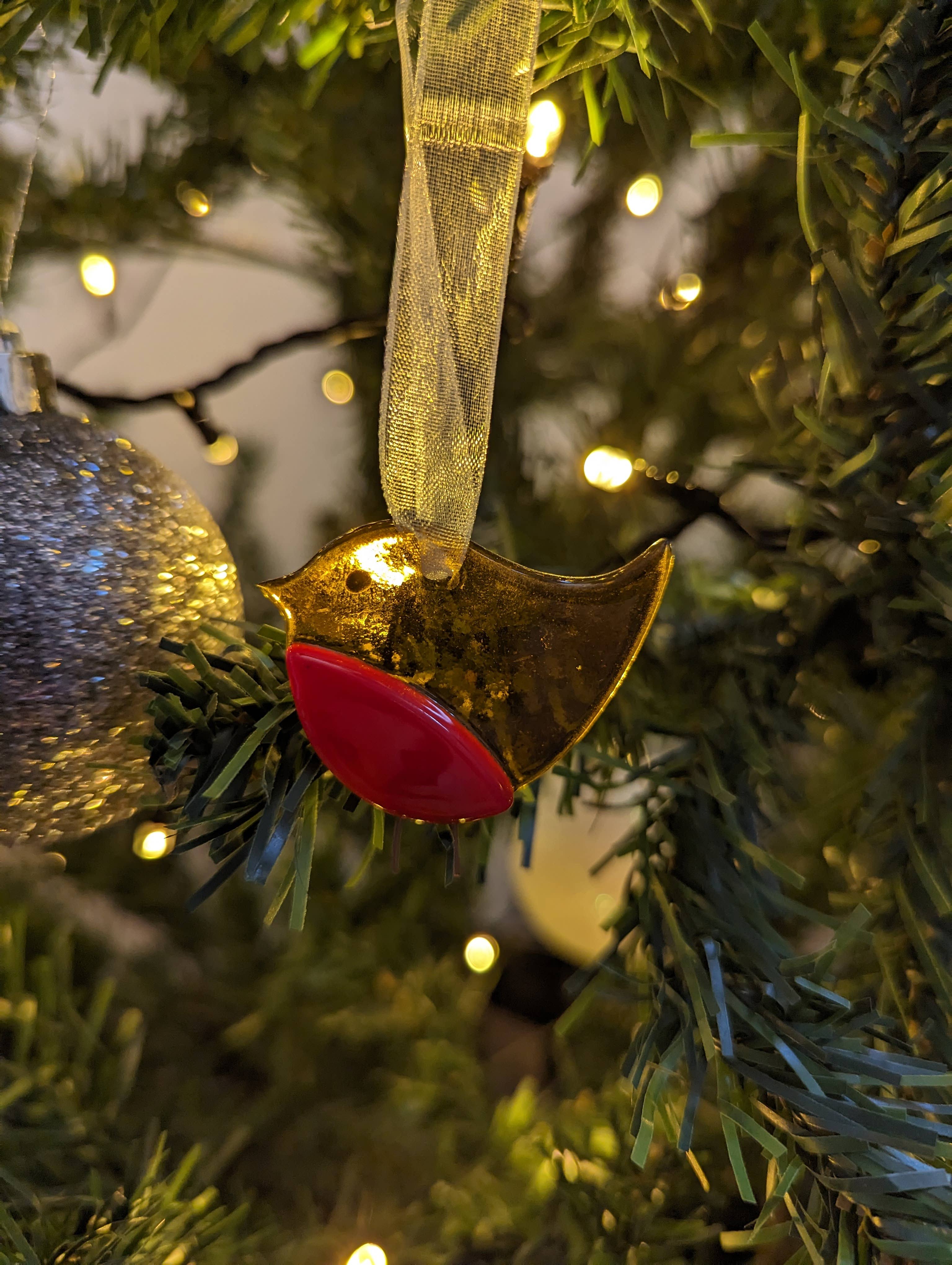 Pam Peters Designs – Großhandel Verzierung – Rotkehlchen-Dekorationen aus geschmolzenem Glas, handgefertigt, in 2 Größen erhältlich8