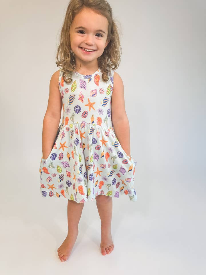 Beach Seashells - Sleeveless Pocket Dress for wholesale by Goosies