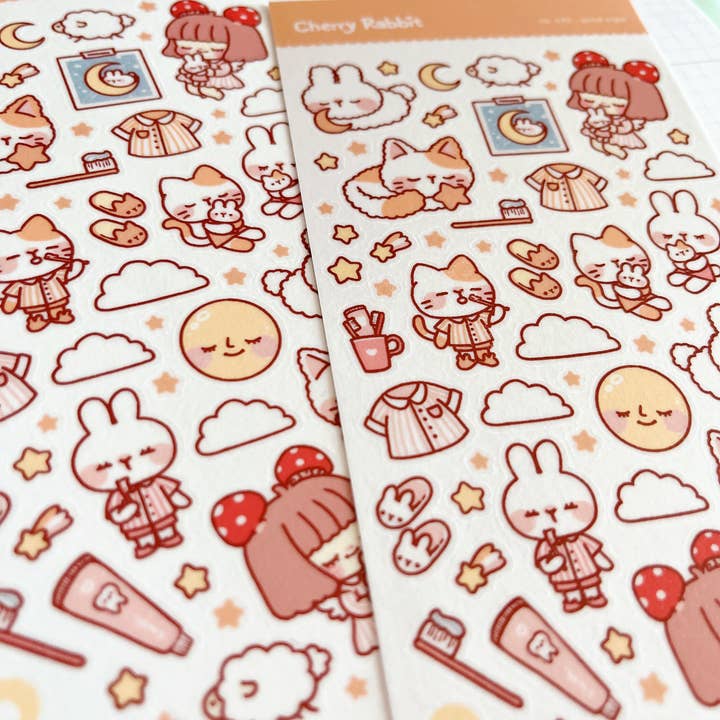 Cherry Rabbit – Engroshandel Klistermærke – Godnat klistermærkeark nr. 0422