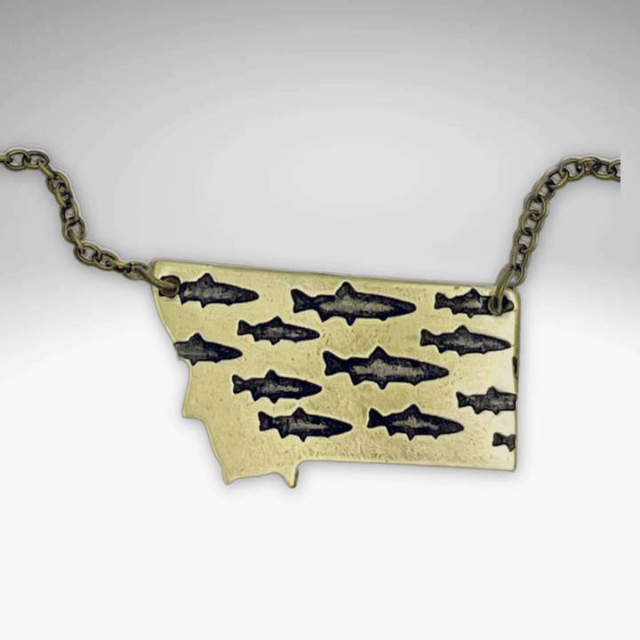 Fishing In Montana Necklace for wholesale by Daphne Lorna