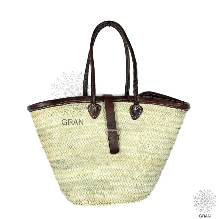 Bolsa French Market com alças em couro, sacola de palha. por atacado de Gran Wholesale