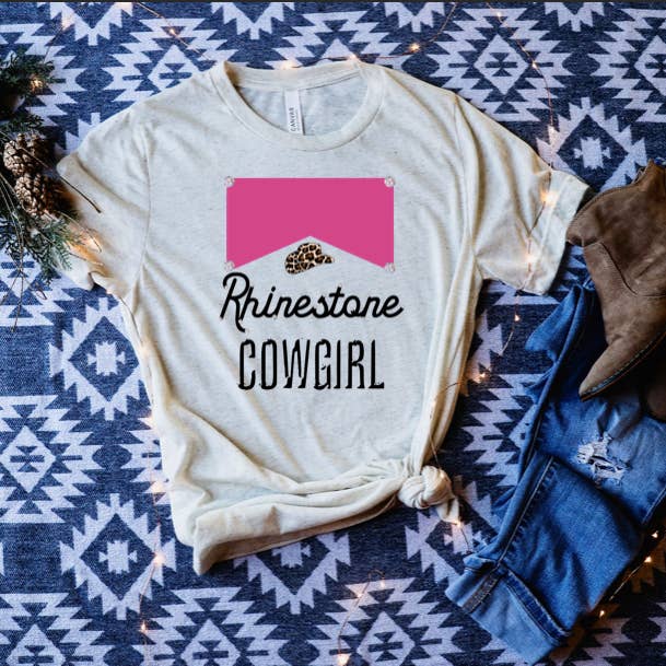 Cigarette Rhinestone Cowgirl Graphic Tee for wholesale by The Sassy Heifer