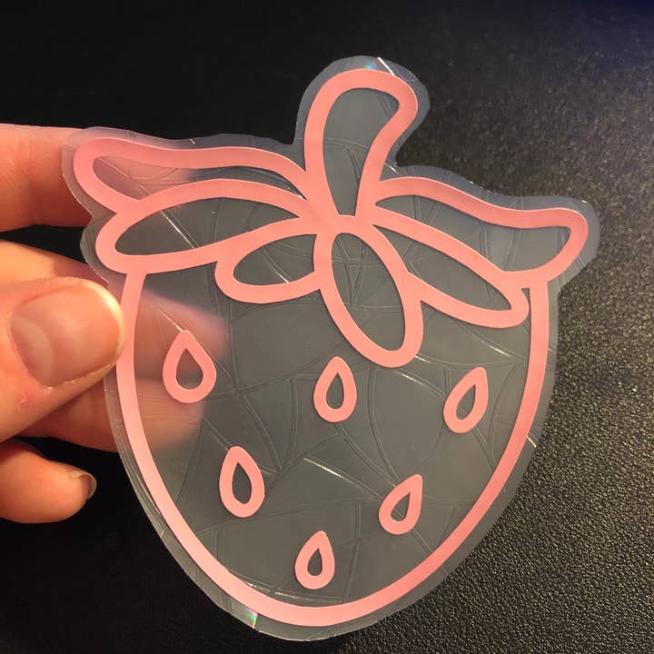 Pink Strawberry Rainbow Sun Catcher Window Cling for wholesale by Nessiknacks0301