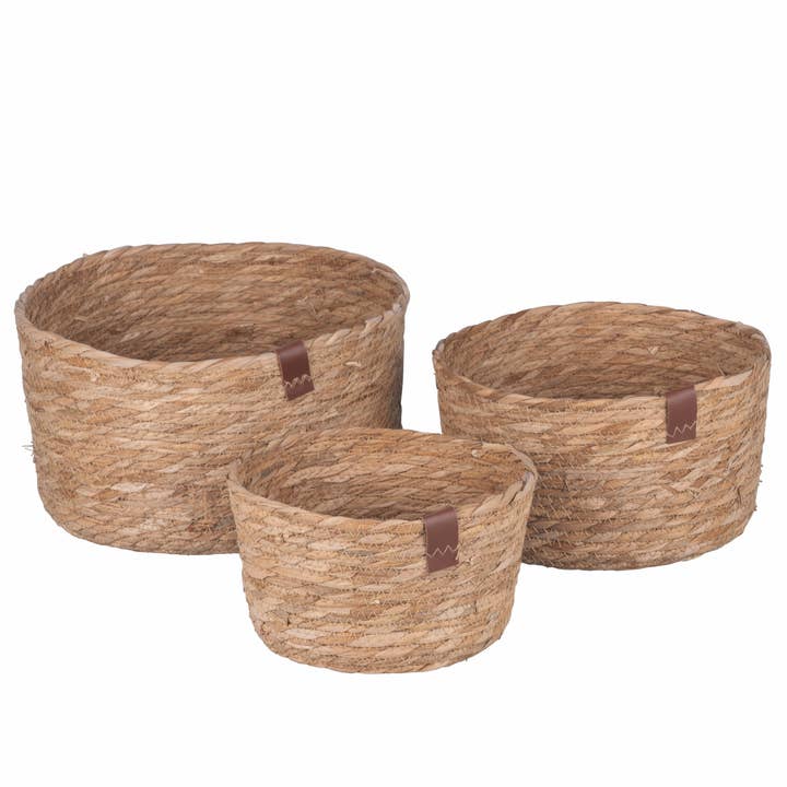 VdE Tivoli 1996 - Wholesale Picnic Basket - Set of 3 Natural Fiber Baskets/ Round H.16CM