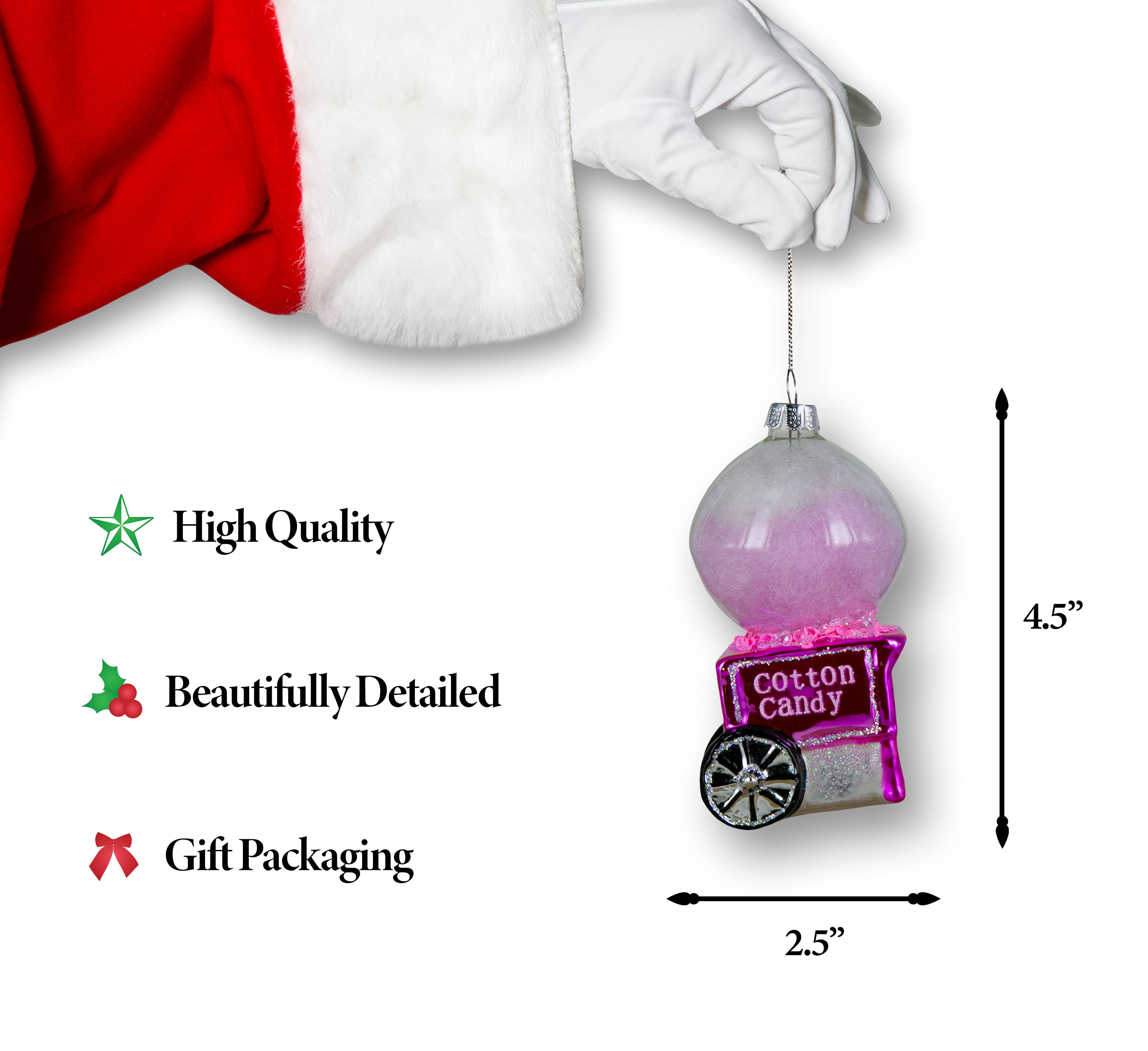 North Star Christmas - Wholesale Ornament - North Star Christmas | Cotton Candy Machine Glass Ornament1