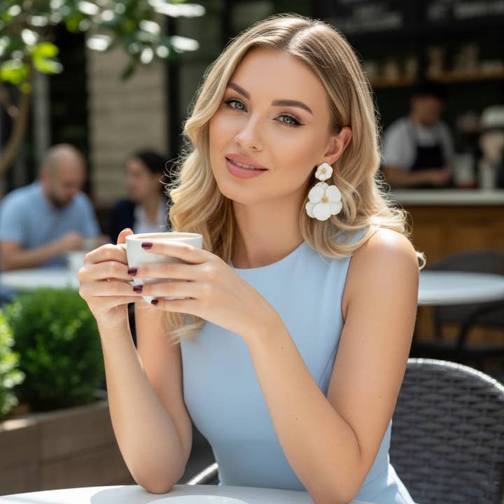 ATHENA COLLECTIE - BETOVERING BLOEM OORBELLEN - CZER886 WH voor wholesale door Athena Bridal Jewellery