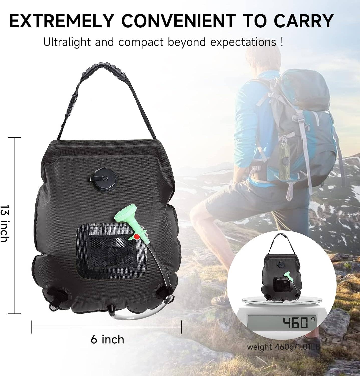 VIGOR - Wholesale Beach Accessories - Solar Portable Shower Bag, 5 Gal/20L Solar Heating Camping4