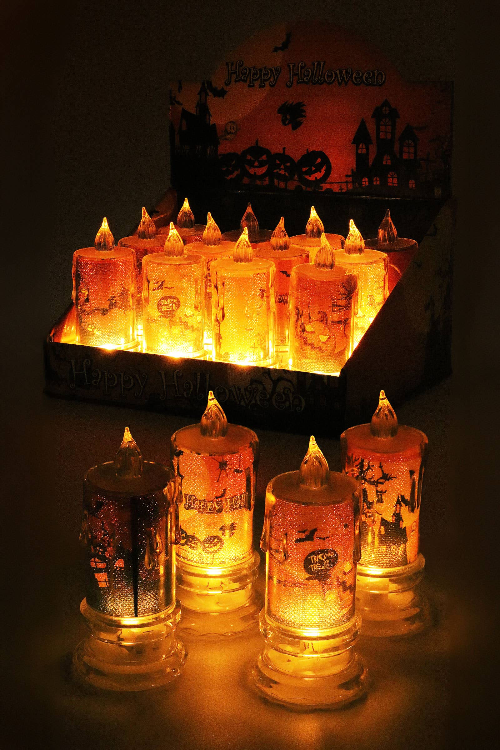 ASSORTED Halloween Clear Shimmery Candle Led Tealight for wholesale on Faire