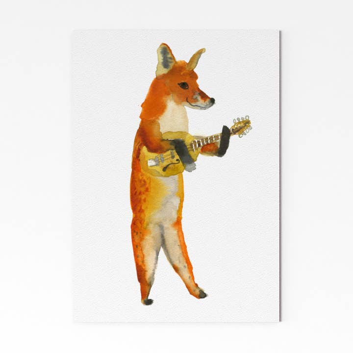 Mandolin fox Giclee Print GP0119 for wholesale by Rosie Webb illustrations