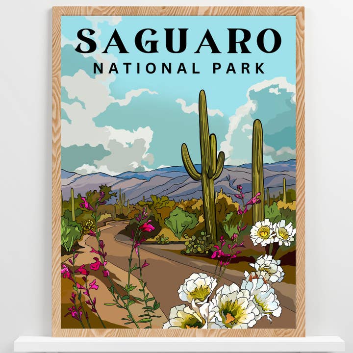 Saguaro National Park Poster Art | Arizona | Southwest Art for wholesale by Wild Life Design Co.