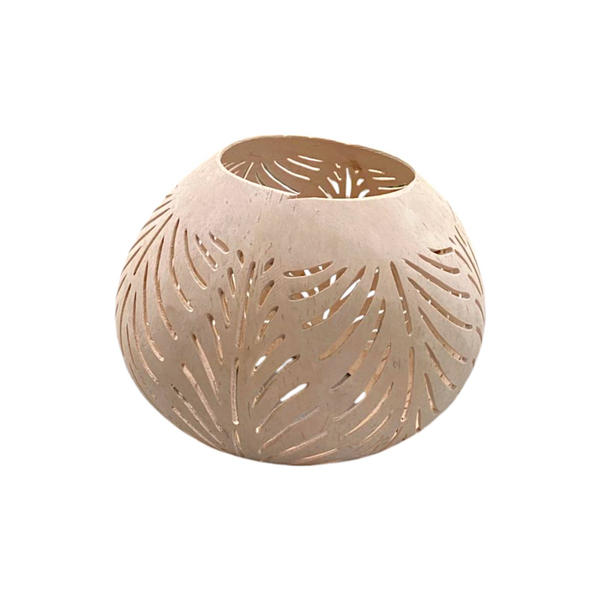 The Artisan and Company - Wholesale Candle Holder - Natural Carved Coconut Tealight Candle Holder2