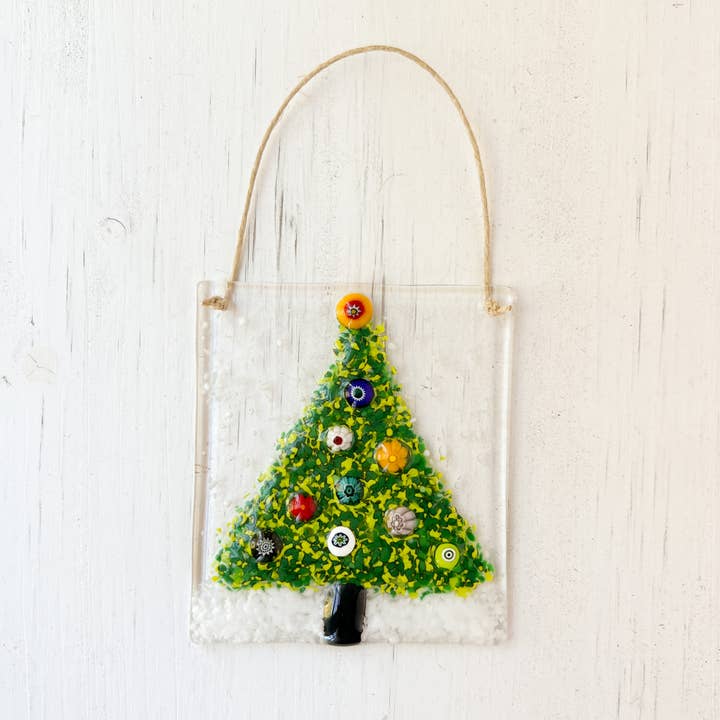 Christmas Tree Suncatcher/Ornament for wholesale by Glass Girl Studio