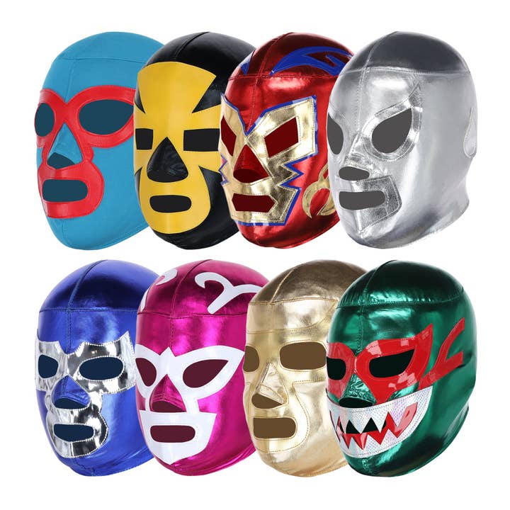 Three Mask - Wholesale Costume - Unisex - Lucha Libre Party Pack| 8x Mexican Luchador Wrestling Masks | Santo, Ramses, Tiburon, Dr. Wagner, Blue Demon, Nacho Libre, Espanto, Huracan Ramirez | Adult Pro-Fit