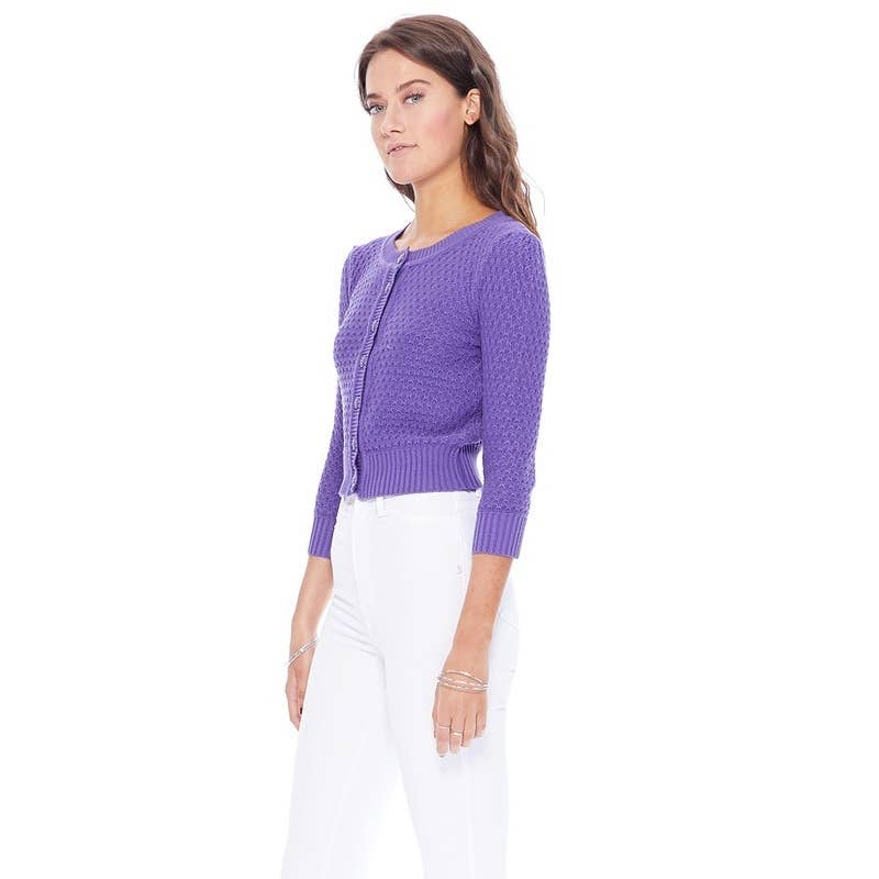 Mak – Engroshandel Cardigan - Dame – Mak 3/4-ærmet kort strikket cardigan med rund hals MK351422