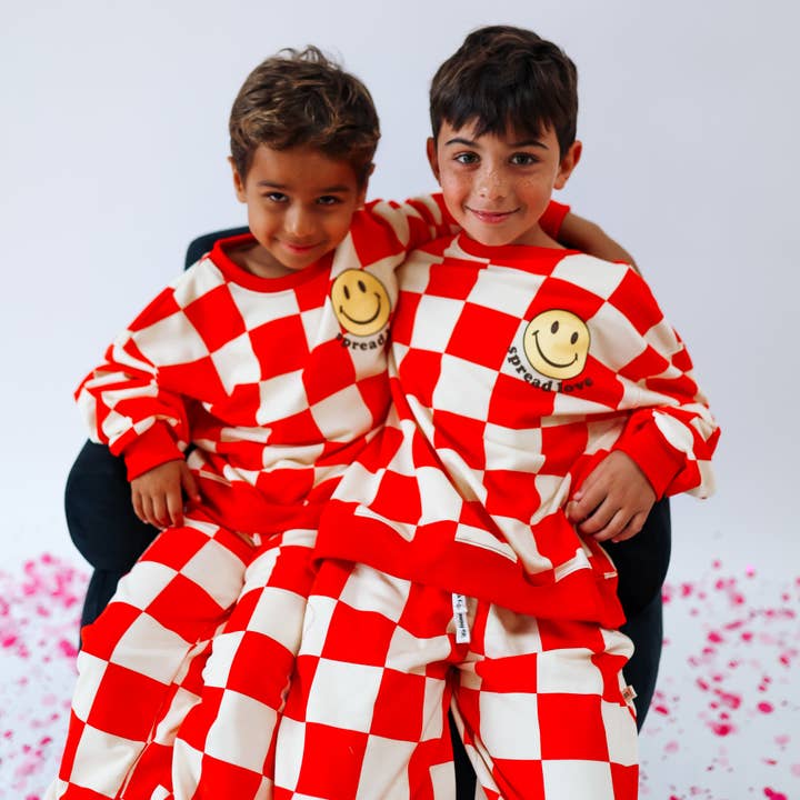 SMILE CHECKERED | oversized drop shoulder | KIDS for wholesale by Minimalist Folk Co.