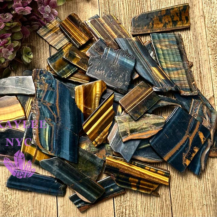 Wholesale Lot 1 lb Natural Tiger Eye Polished Slab Crystal for wholesale by KayleeNYC