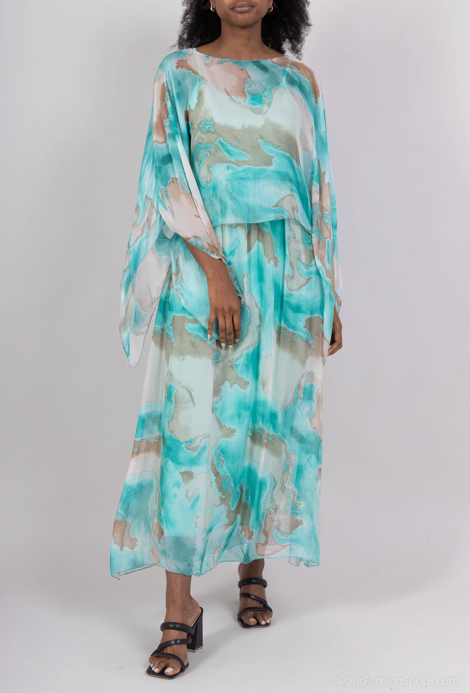 Shyloh - Wholesale Dress - Women's - 2-in-1 printed silk dress 304686