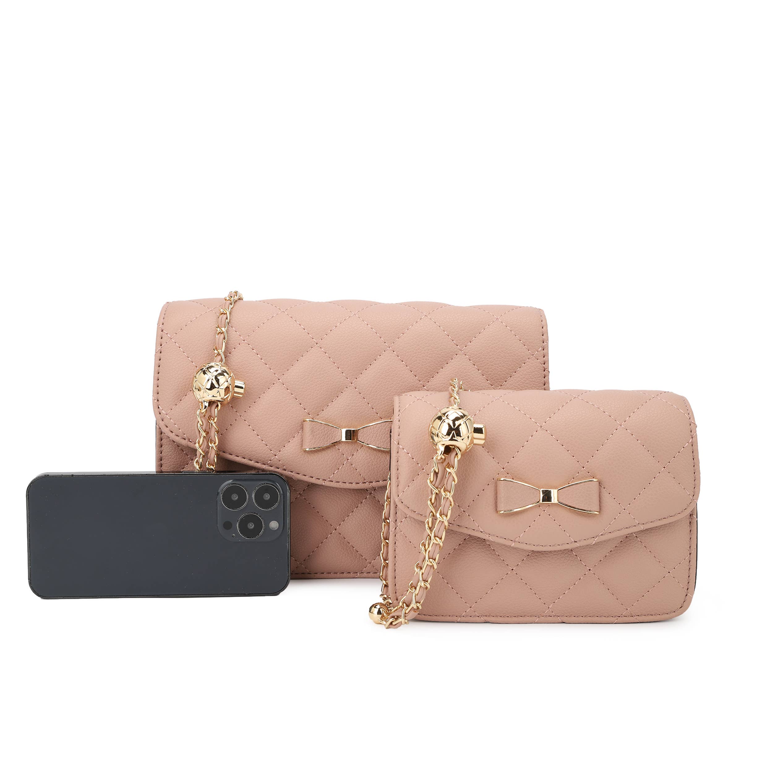 KAYLA+AVA – bolsa tiracolo - Mulher por atacado – Bolsa de tiracolo Anabel 2 em 1 com corrente de bola dourada ajustável8