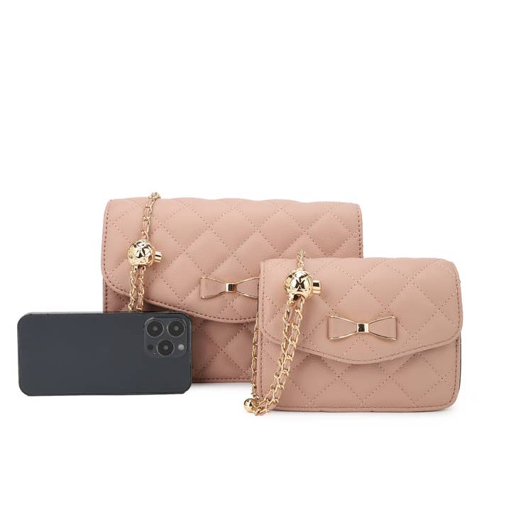 KAYLA+AVA - Vente Sac à bandoulière – femme - Sac à bandoulière 2 en 1 Anabel avec chaîne à billes dorée ajustable4