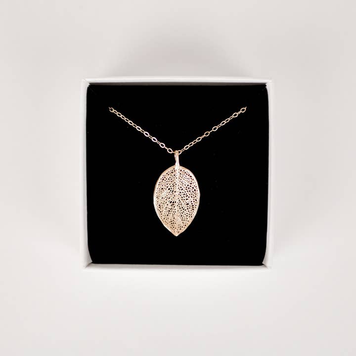 Small Delicate Leaf Necklace - Gold or Silver for wholesale by Krista Knickerbocker Designs