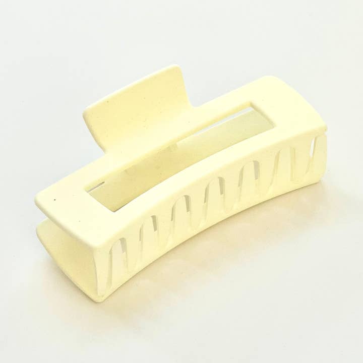 Jumbo Rectangular Cut Out Hair Claw Matte White for wholesale by iconic mi