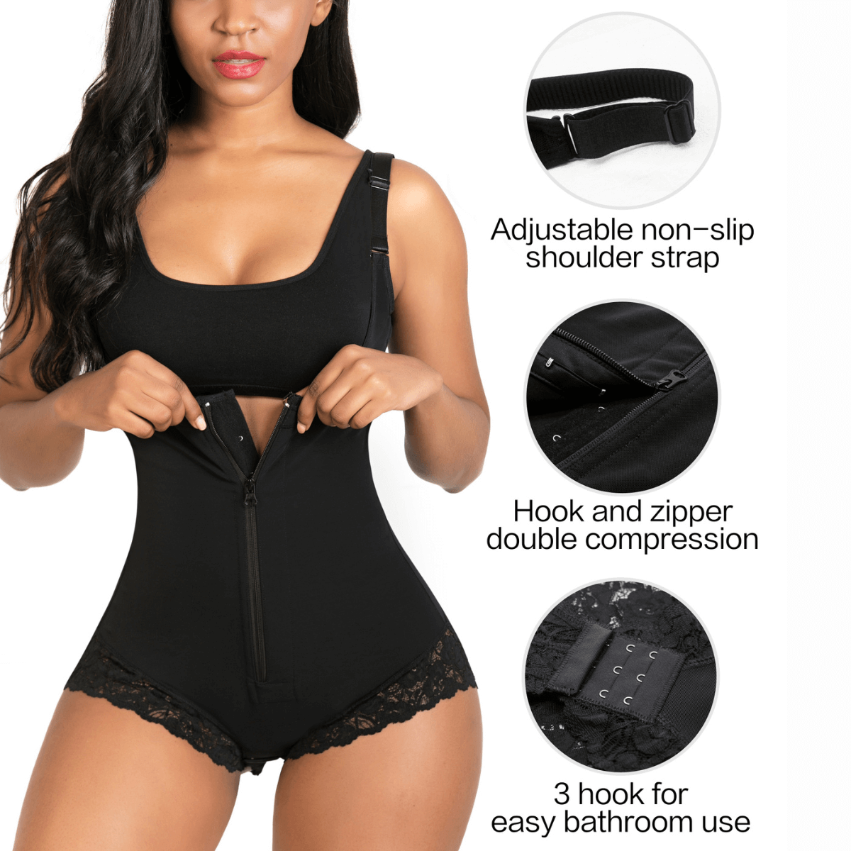 ShaperX Shapewear - Wholesale Shapewear - Women's - SHAPERX Colombian Firm Tummy Control Faja with Zip & Hooks3