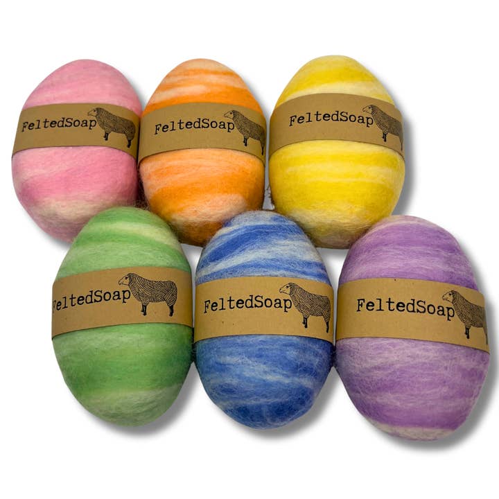 Twisted Purl LLC - Wholesale Bar Soap - Felted Soap PASTEL & WHITE in light rainbows SPRING colors1