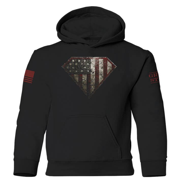 Youth Super Patriot Hoodie - Black for wholesale by Grunt Style
