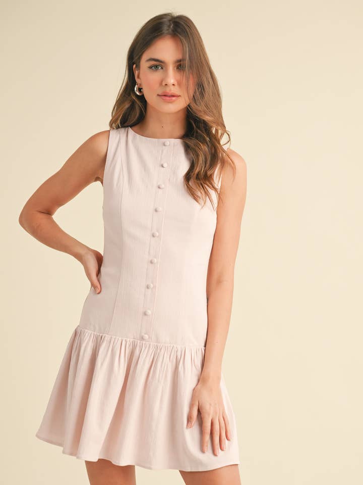 Klesis - Wholesale Dress - Women's - ID9089 STRETCHY LINEN SLEEVELESS DROP WAIST MINI DRESS 13