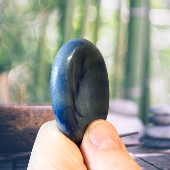 Essential Wellness - Body, Mind, Spirit - Vente Pierre et cristal de spiritualité - Pierre de Souci en AVENTURINE BLEUE avec Option de Carte d'Information3