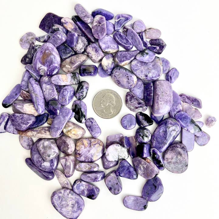 Pelham Grayson Rose - Wholesale Spiritual Stone/Crystal - Charoite Tumbled | 10-25mm | Russia | 200 grams6