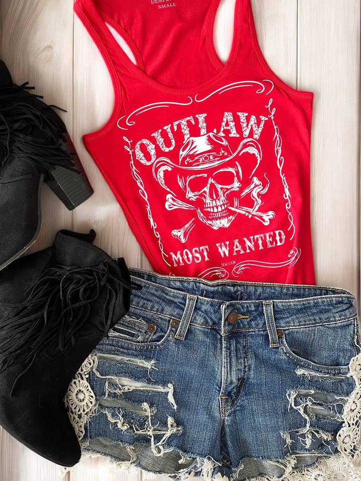 Camiseta sin mangas de vaquera vaquero calavera forajido gráfica motorista. para venta al por mayor de Demi Loon