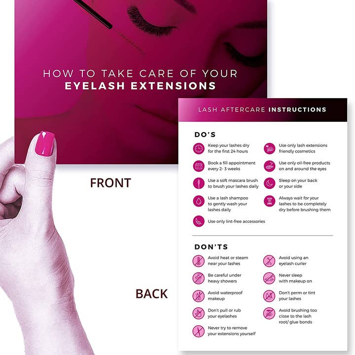 SecretsID - Wholesale Eyelash/Brow Serum - Lash Extension Aftercare Cards - Pack of 50 - 4 x 6”1