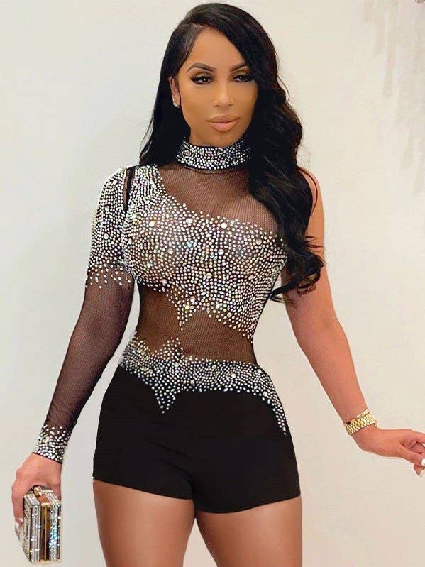 Sequin Illusion Jumpsuit for wholesale by Aria Romance