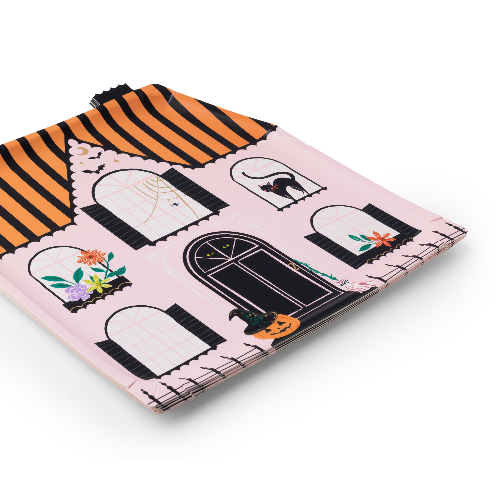 Bonjour Fête – wholesale Disposable plate – PINK HAUNTED HOUSE LARGE PLATES1