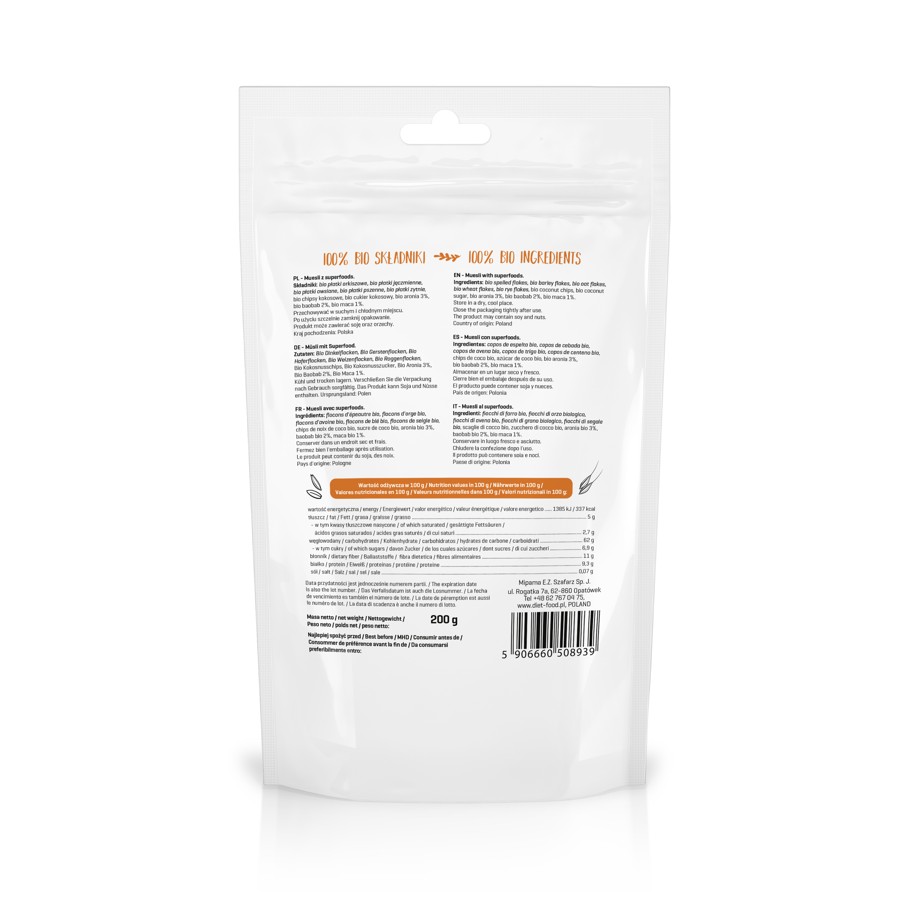 Diet Food - Wholesale Granola - Bio Muesli with Superfood 200 g1