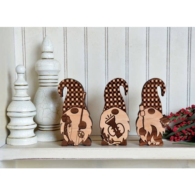 Driftless Studios - Wholesale Decorative Tabletop Object - Engraved Camping Gnome - Camper Home Décor1