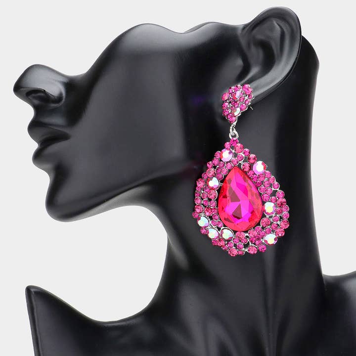 Sensibling Corp. - Wholesale Dangle Earrings - Teardrop Rhinestone Embellished Dangle Evening Earrings8