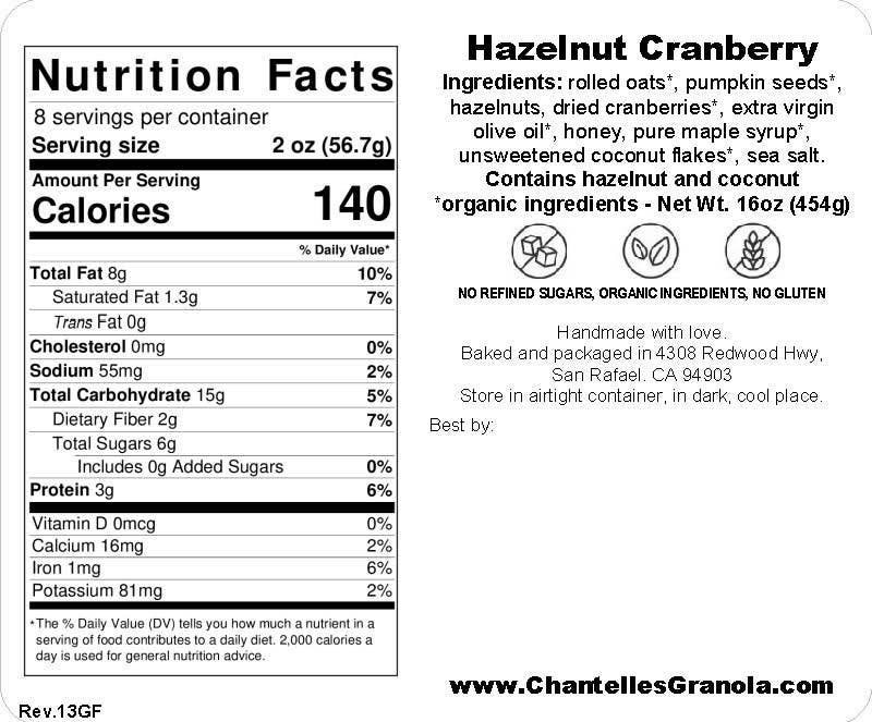 Chantelle's Granola - Wholesale Granola - Granola: Hazelnut Cranberry3