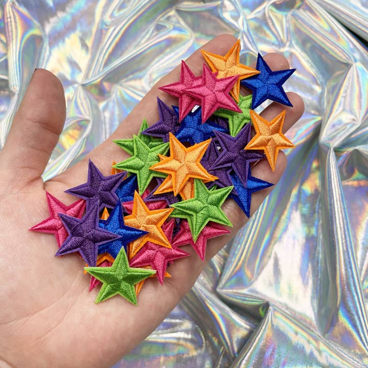 The Crafty Engineer - Wholesale Patch - Mini Star Bundle - 50 Pieces Iron On Star Patches (Brights Mix)