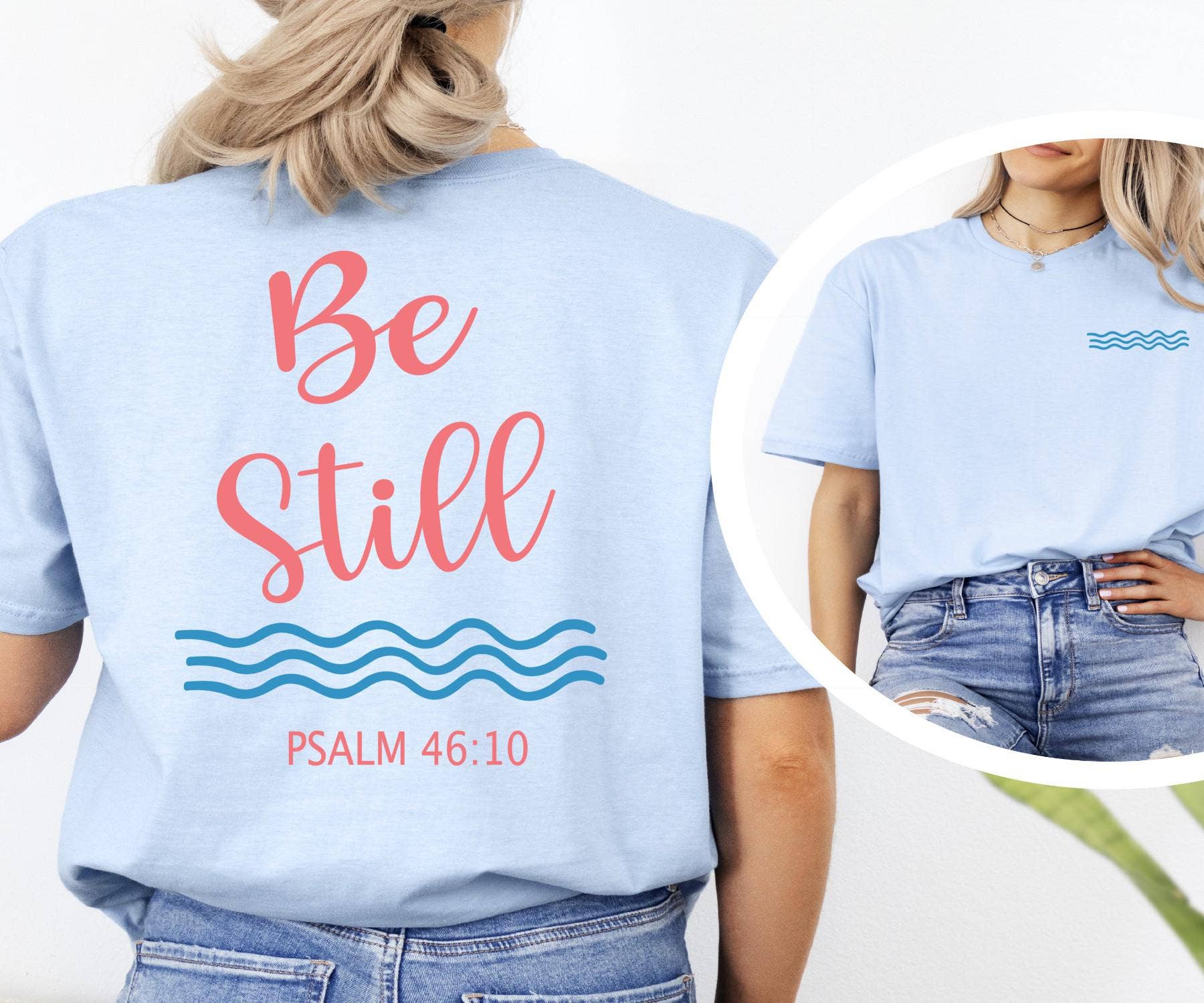 NVC Ecommerce LLC – Großhandel T-Shirt (Grafikdruck) – Damen – Sei Still T-Shirt, Psalm 46:10 Sweatshirt, Retro Strand0