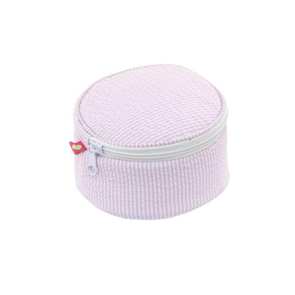 Mint - Wholesale Makeup/Cosmetic Bag - 6" Pink Seersucker Button Bag | Mint