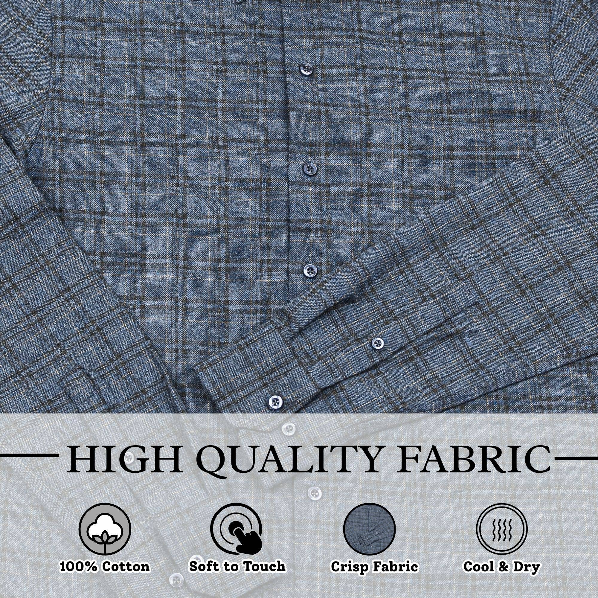 Wear Sierra - Wholesale Button Down Shirt - Men's - Men's Cotton Long Sleeve Button Down Shirt in Navy Plaid3