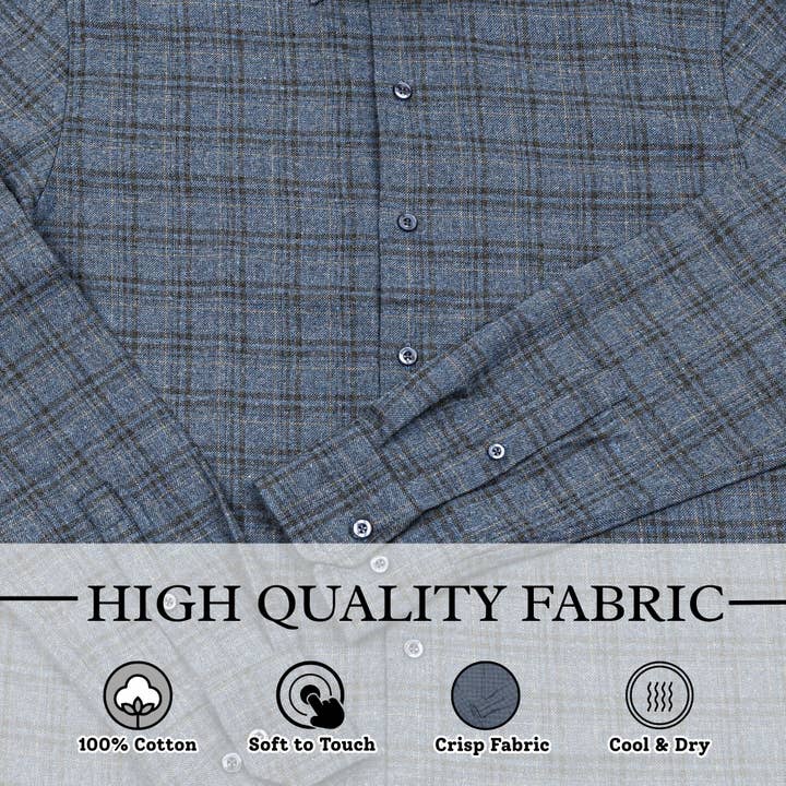 Wear Sierra - Wholesale Button Down Shirt - Men's - Men's Cotton Long Sleeve Button Down Shirt in Navy Plaid3