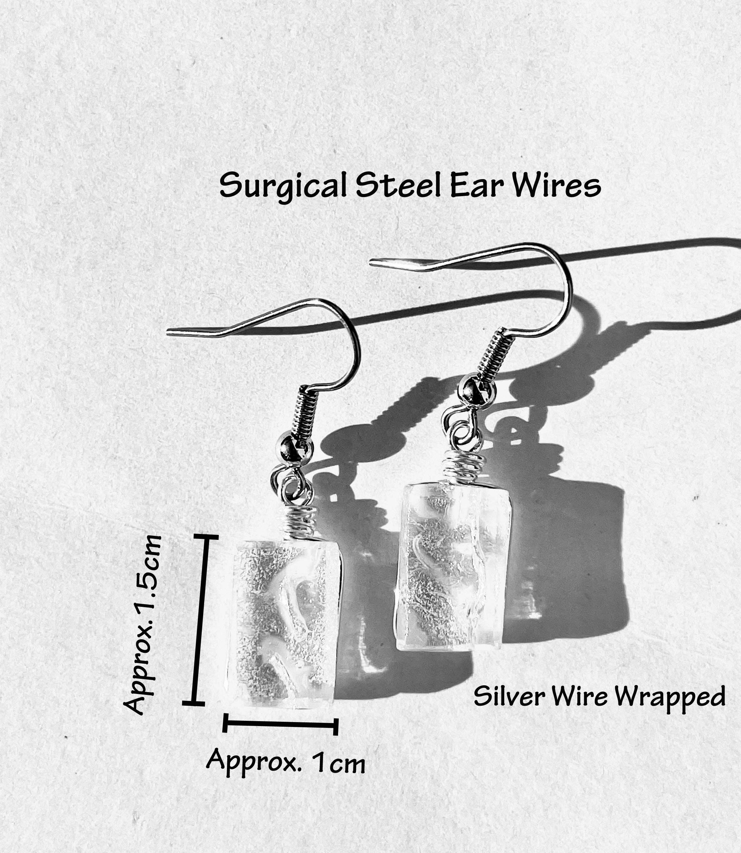 Flame Work Designs - Glass Jewelry - Vente Boucles d'oreilles pendantes - Boucles d'oreilles en verre dichroïque - Rainbow Clear6