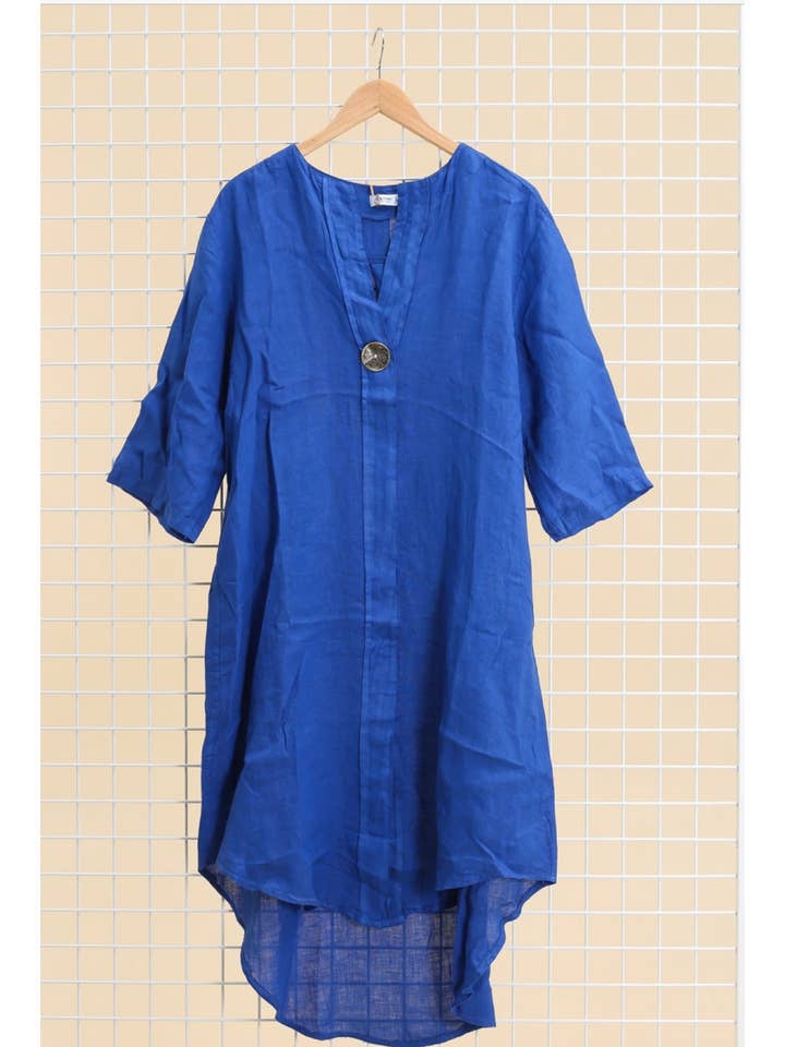 LÉA & LUC - Vente Robe – femme - Robes en 100% Lin avec un bouton REF. 55475