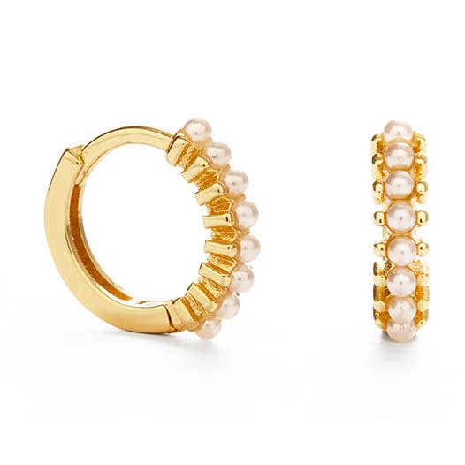 Petites créoles avec perles de 10 mm pour la vente par Amano Studio