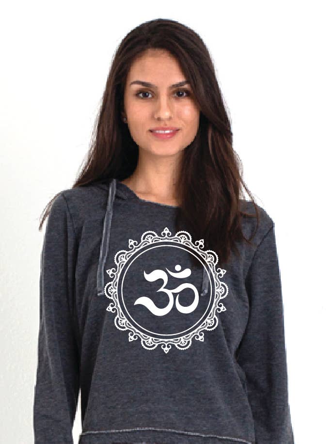 Circle Mandala Women's Beach Hoodie in Black for wholesale by Ancient Language 97